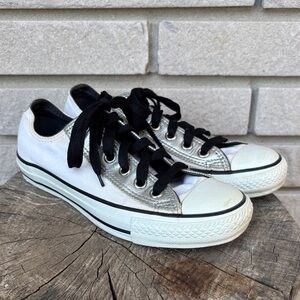 Converse Chuck Taylor All Star Sneakers - White, Silver, Black Sz 6.5